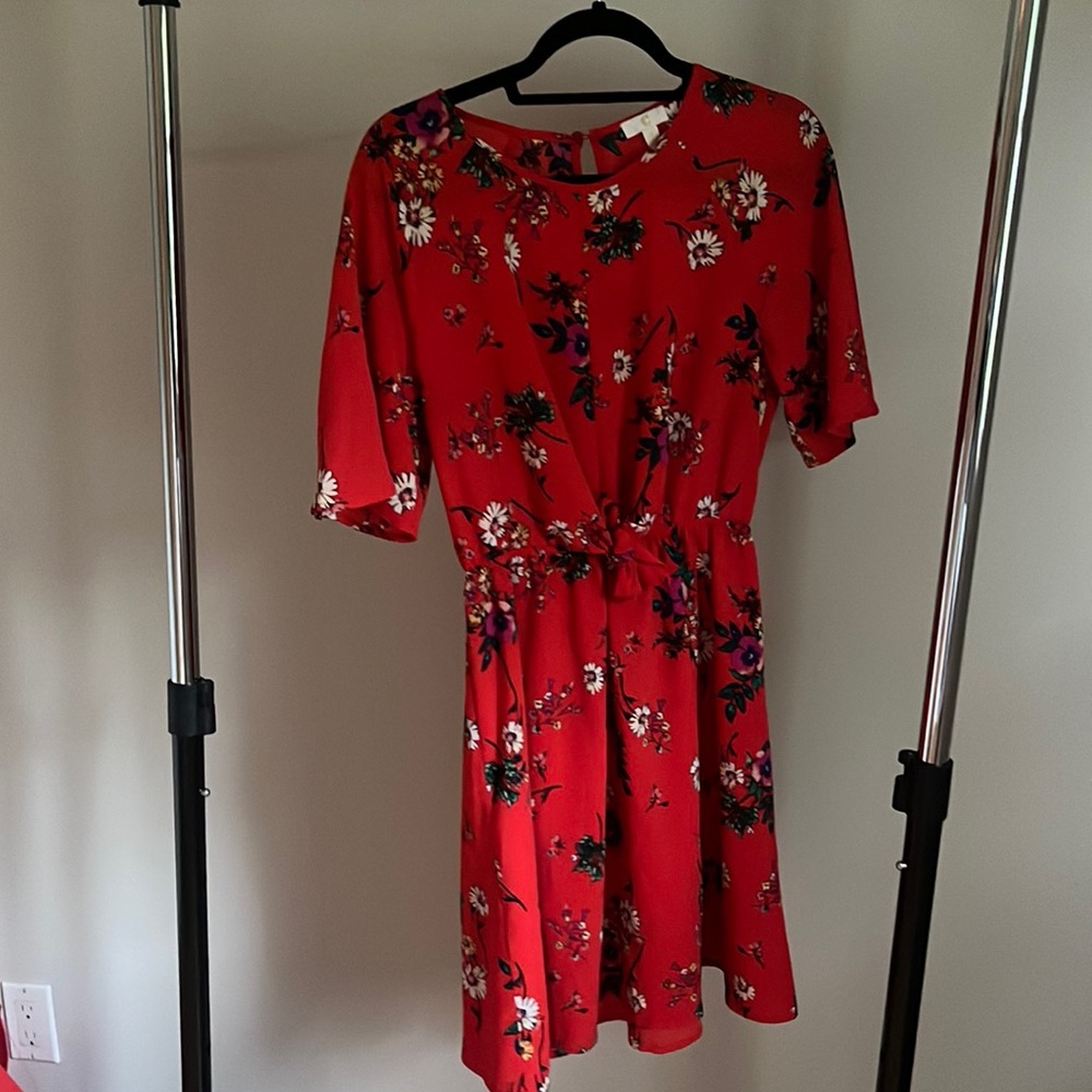 Red floral dress